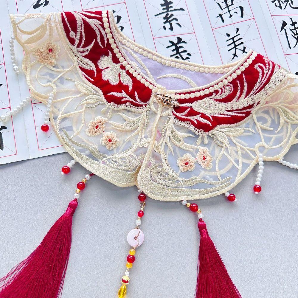 Pearl Hanfu Collar Embroidery Design Detachable False Collar Cultural Wear