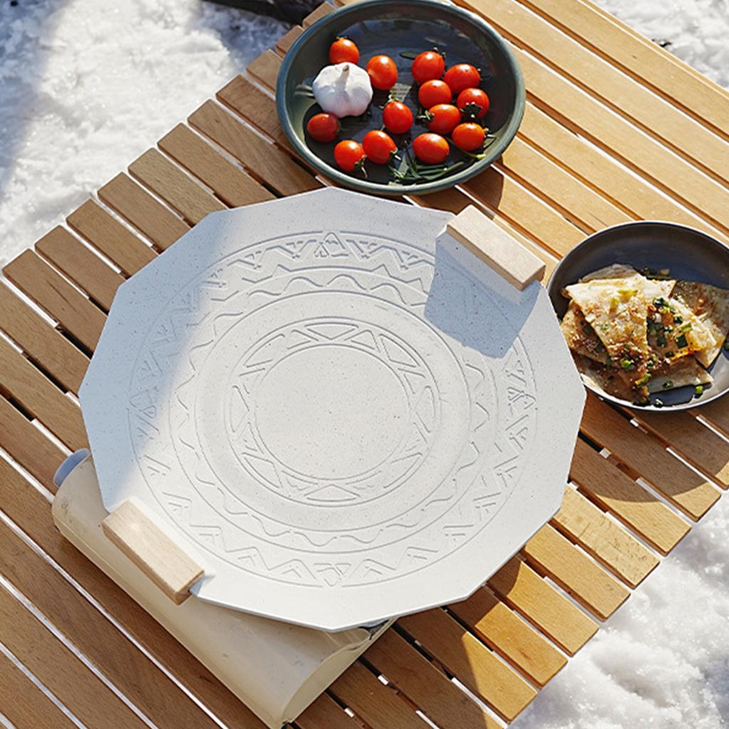 41CM Outdoors Grilling Pan 5MM Thicken Coating Stone Handled Multiple Fire Source Compatibility White