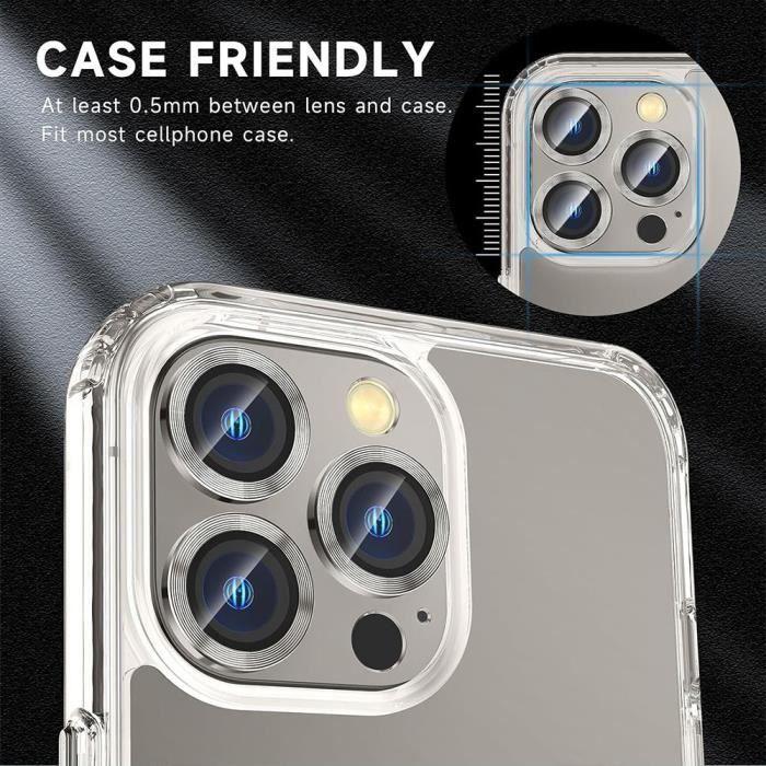 Verre Trempé - pour iPhone 15 Pro - 15 Pro Max - Protection Caméra - Contour Titane - Résistant aux Rayures