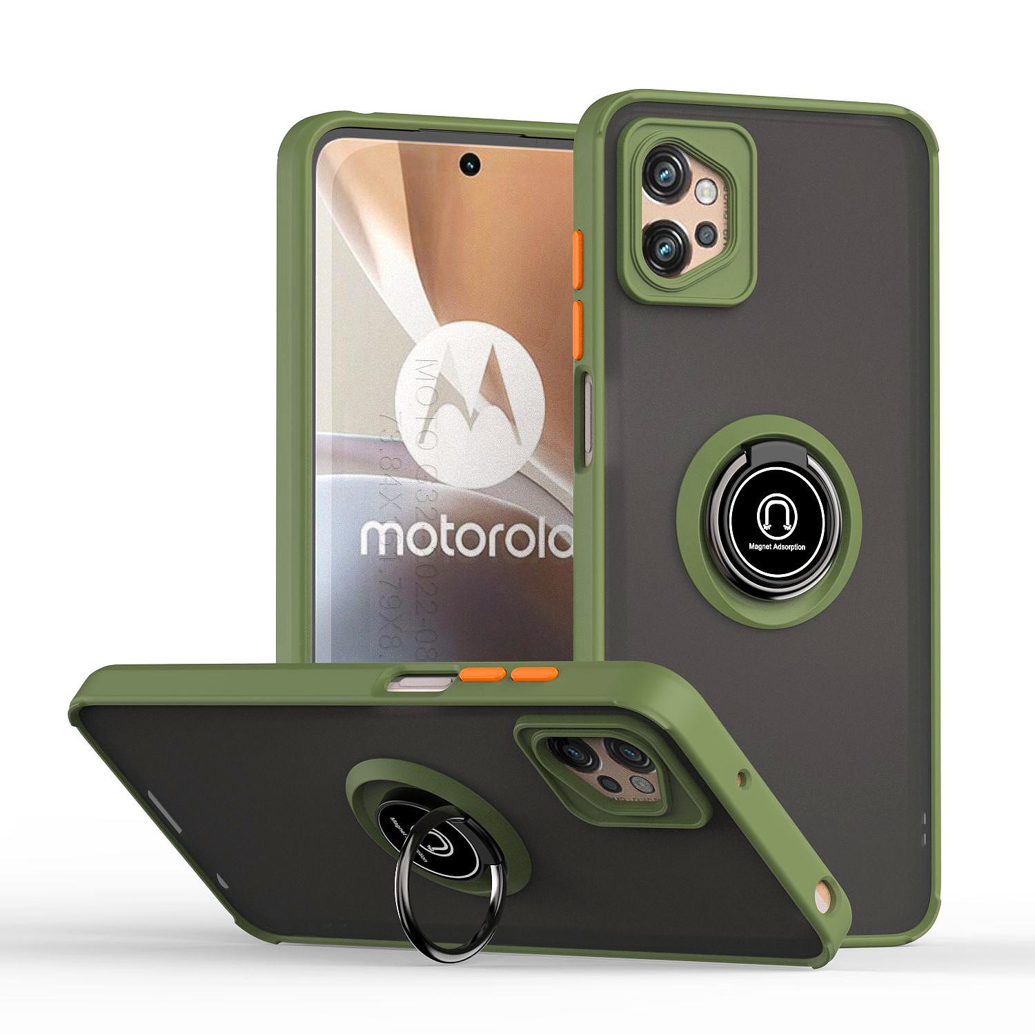 

Camera protection For Motorola Moto G32 Ring Car Holder Cover NEW Shockproof Magnetic Case Magnet Ring Matte Case For Moto G32 зелений