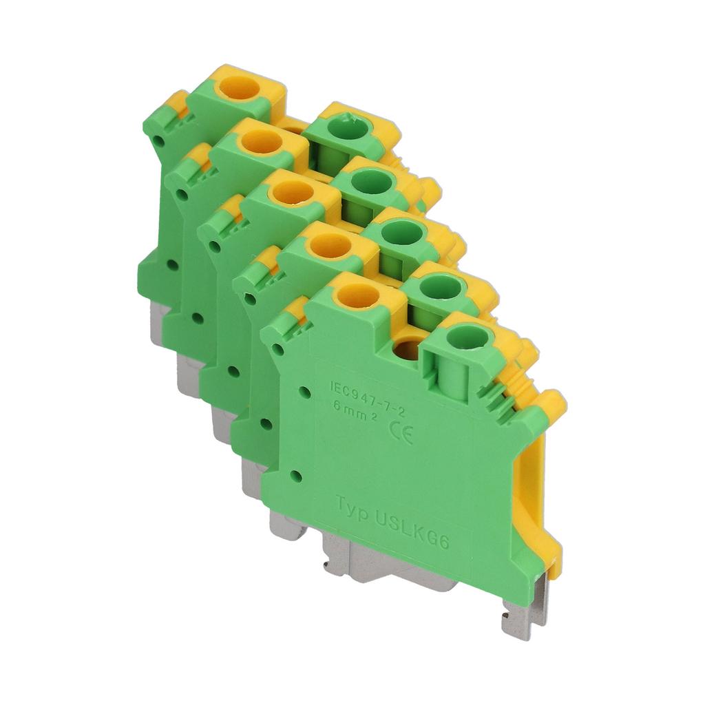 50Pcs DIN Rail Mount Terminal Grounding Terminals Block for Electrical Connections USLKG‑6