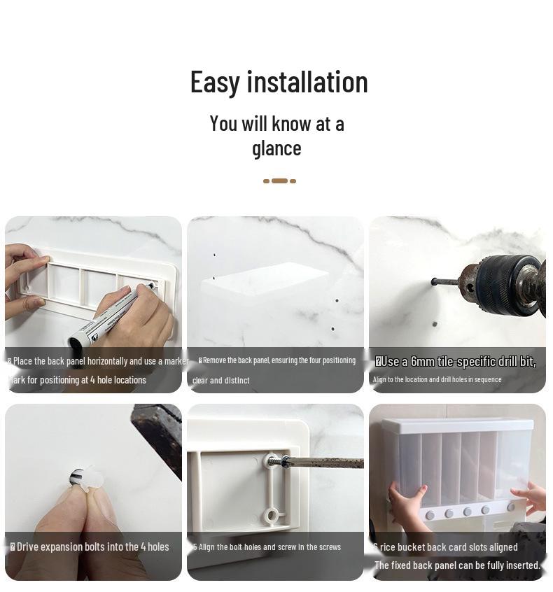 Wall-Mounted Rice & Grain Storage Container - Insect-Proof, Moisture-Proof, Sealed, and Multi-functional