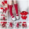 Cotton Bow Hosiery for Kids Middle Tube Children Long Socks Cute New Year Red Socks  Home Socks