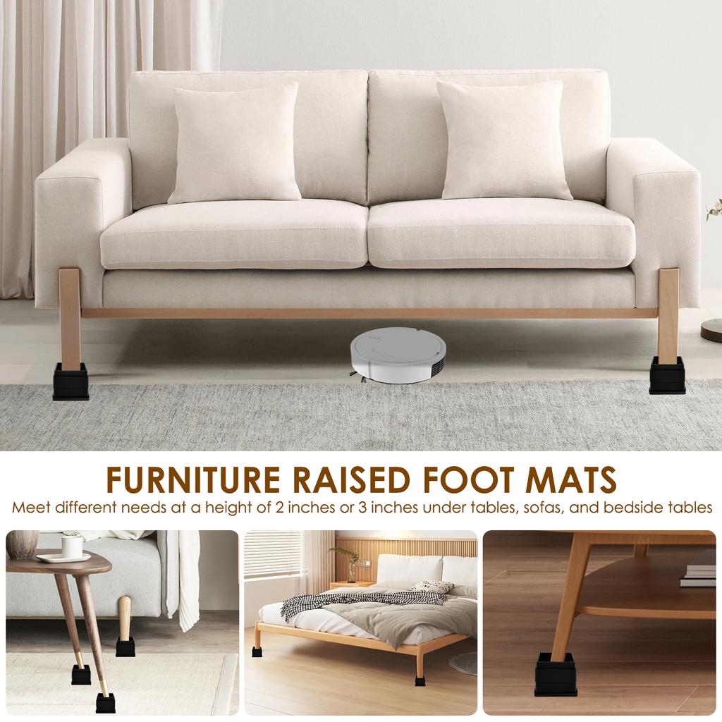 8 st Kraftiga Gummi Soffa Skåp Fötter Benhöjare Stadiga Stabila Möbelhöjare Halkskydd Stötdämpning Sänghöjningsblock
