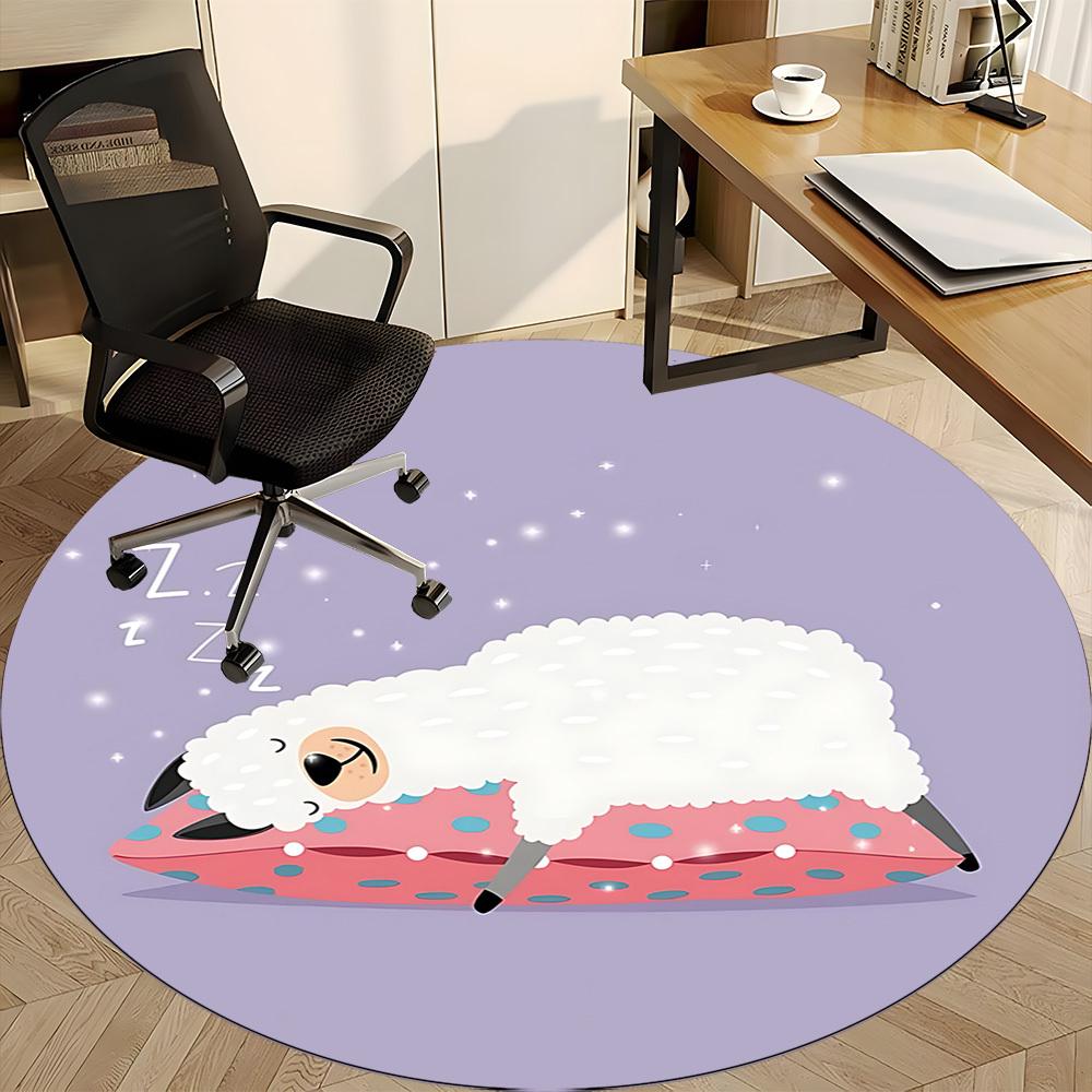 1pc Sleepy Sheep Chair Carpet for Office, Indoor Non Slip Washable Polyester Fiber Carpet,