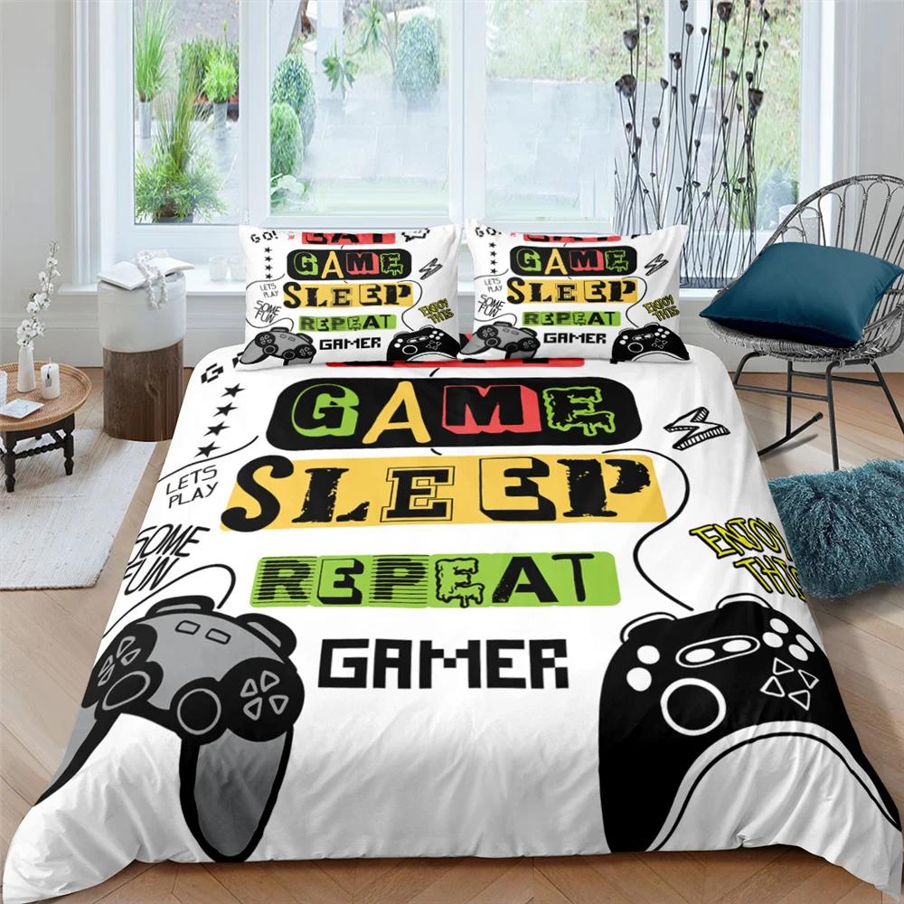 3D Gamepad King Queen Duvet Cover Game Theme Bedding Set For Teens Adults Youth Gamer Bedroom Decor 2/3Pcs Polyester Quilt Cover