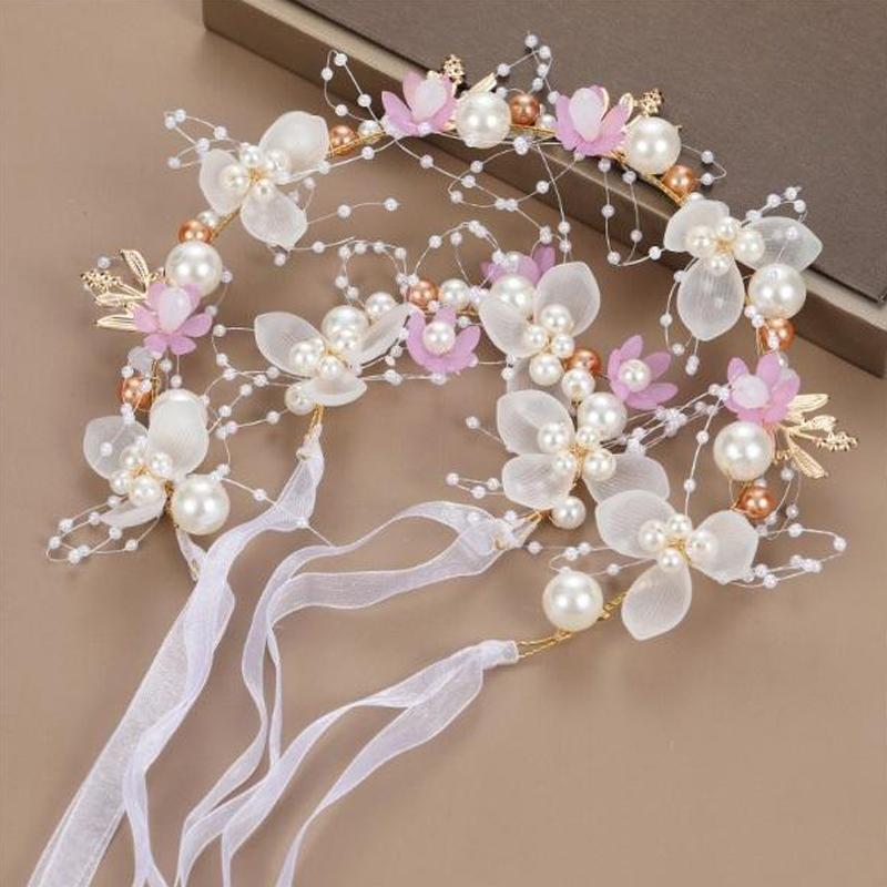 Sweet Performance Hair Accessories For Women Girls Elegant Headwear Kids Fairy Pearl Flower Hair Hoop Wedding Headbands Gifts