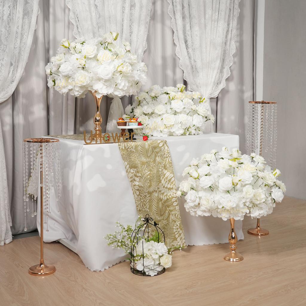 Uflower Rose Green Leaves Flower Ball Centerpieces - Wedding Table Decor Luxurious Floral Arrangements for Stage Road Lead