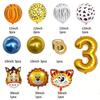 0-9 Years Old Birthday Party Balloon Set Children Tiger Lion Donkey Animal Aluminum Foil Balloons Jungle Theme Ballon Decoration