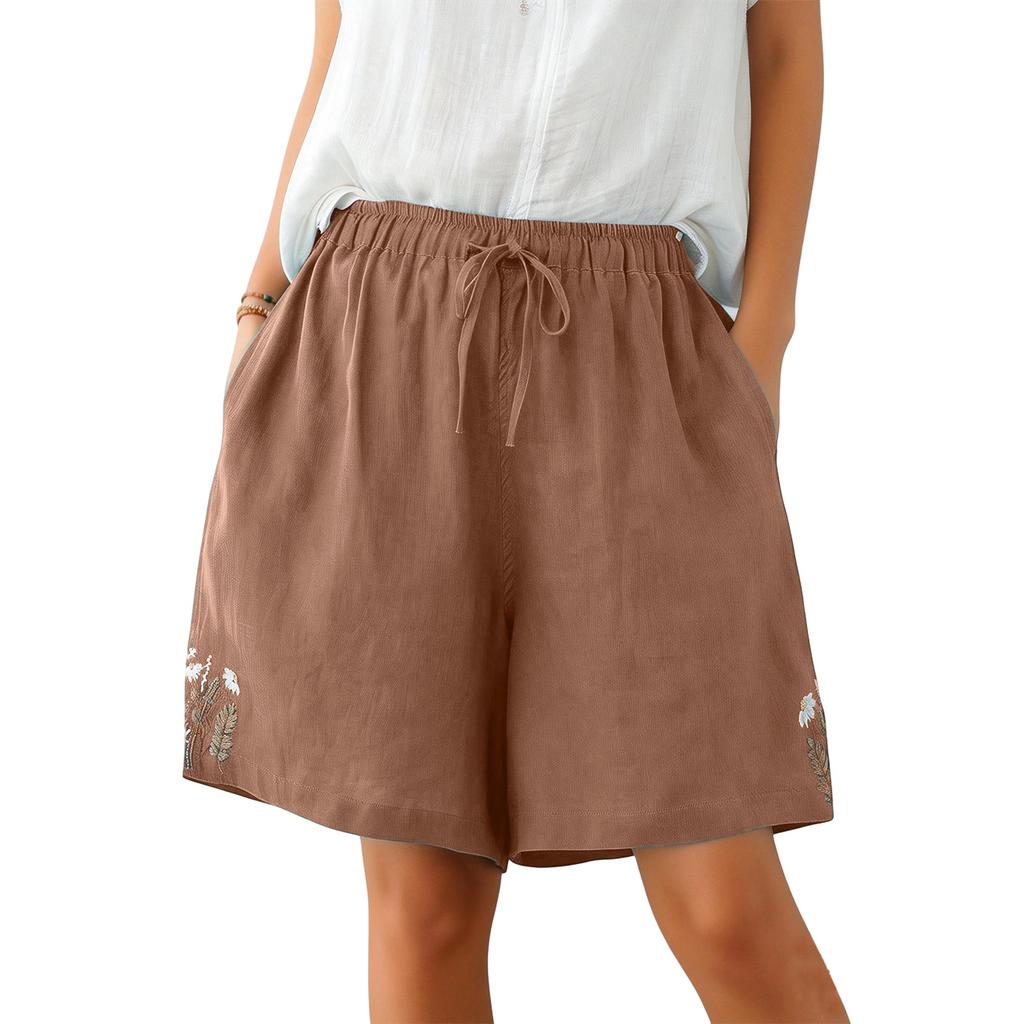 Women's High-Waist Versatile Comfortable Breathable Linen-Cotton Casual Shorts