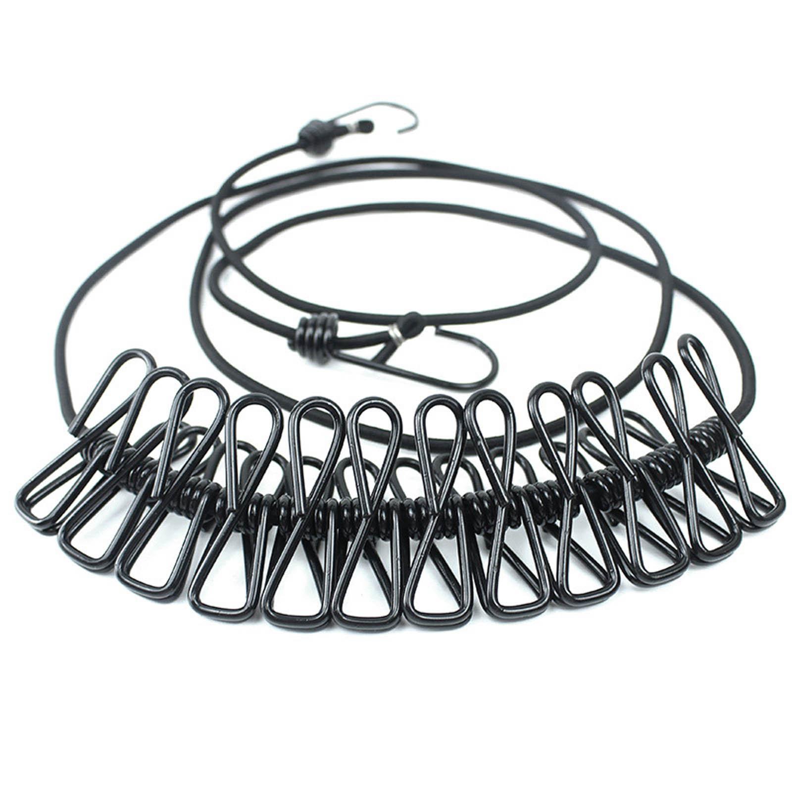 Outdoor Travel Clothesline Portable Retractable Clothesline With Clips чёрный