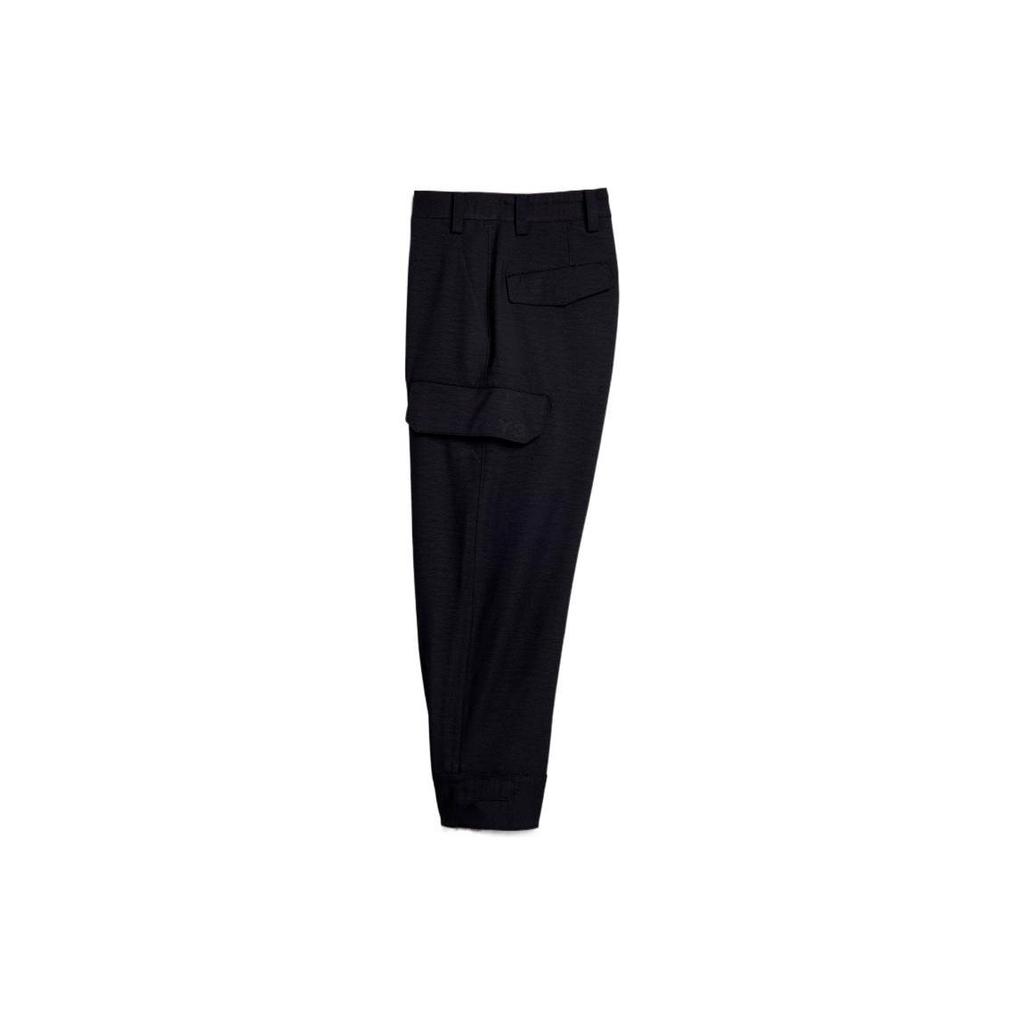 Y-3 Solid Color Drawstring Side Pocket Flap Button Cuff Cargo Pants Men pants Black HG8665