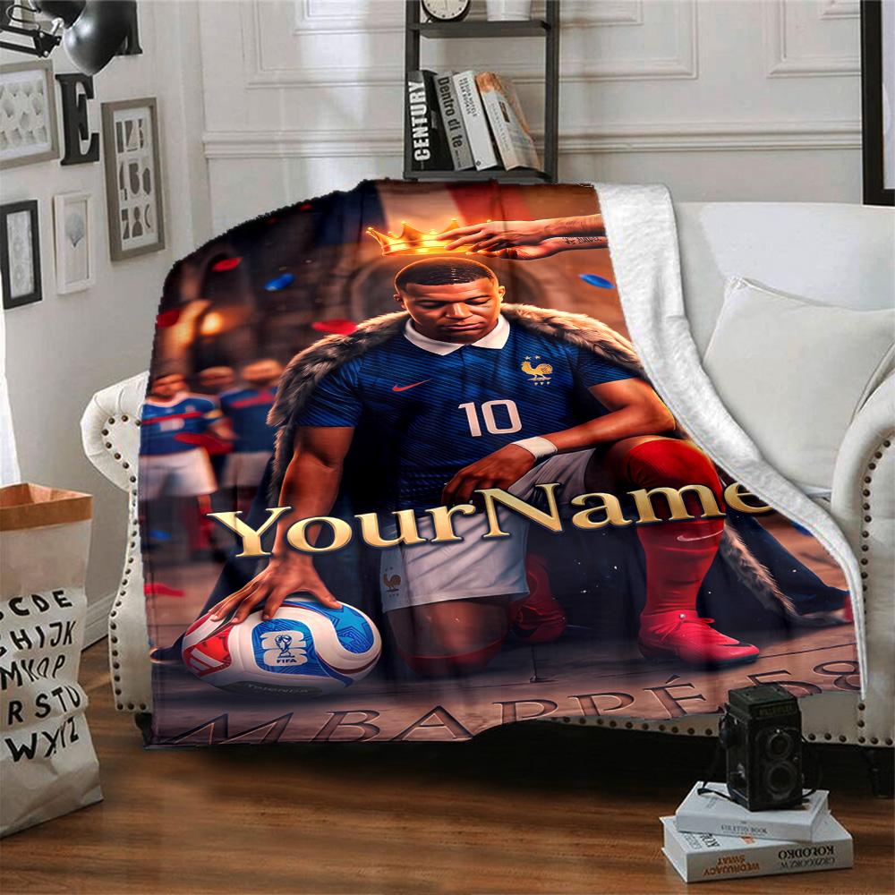 Mbappe Text Decke Geschenk Personalisierte Decke Warme Dekoration für Picknicks Bett Büro Sofa Vier Jahreszeiten Universell