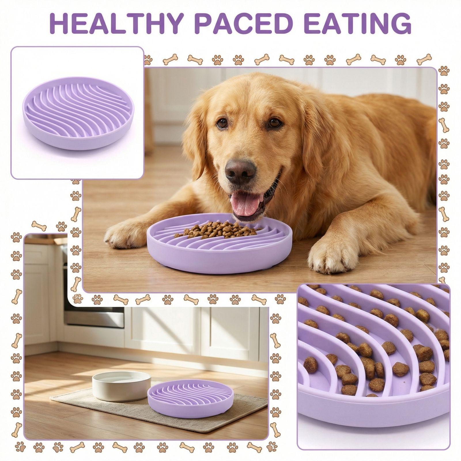

Pet Slow Eating Bowl Dog Silicone Food Bowl Dog Bowl Dog Meal Basin One Size фіолетовий