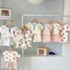 Baby Boy Girl Summer Cotton Gauze Printed Short Sleeve T Shirt and Shorts Set