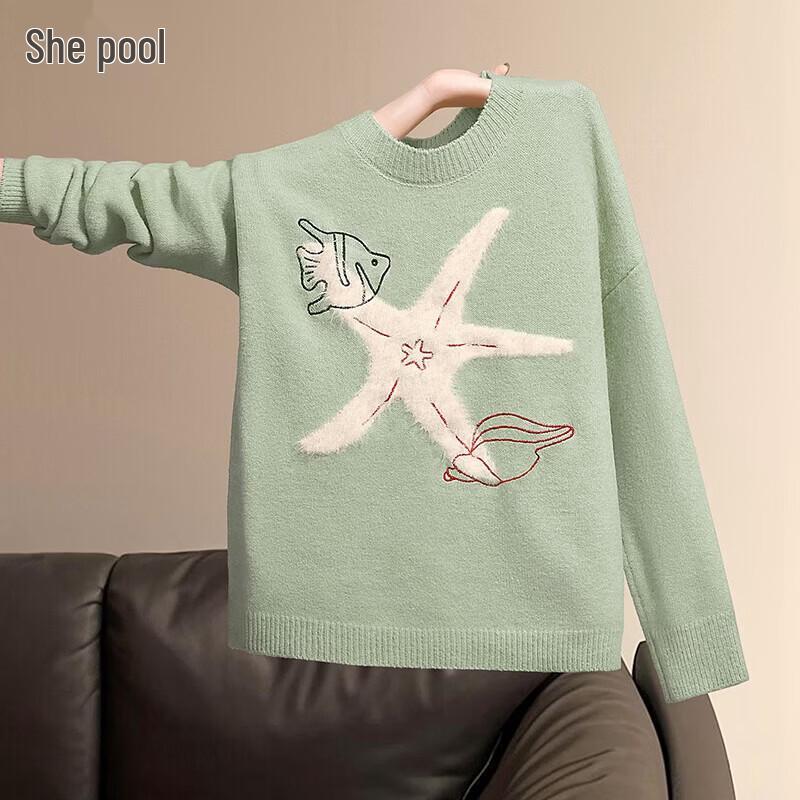 

Women s Embroidered Ocean Style Knit Sweater One Size