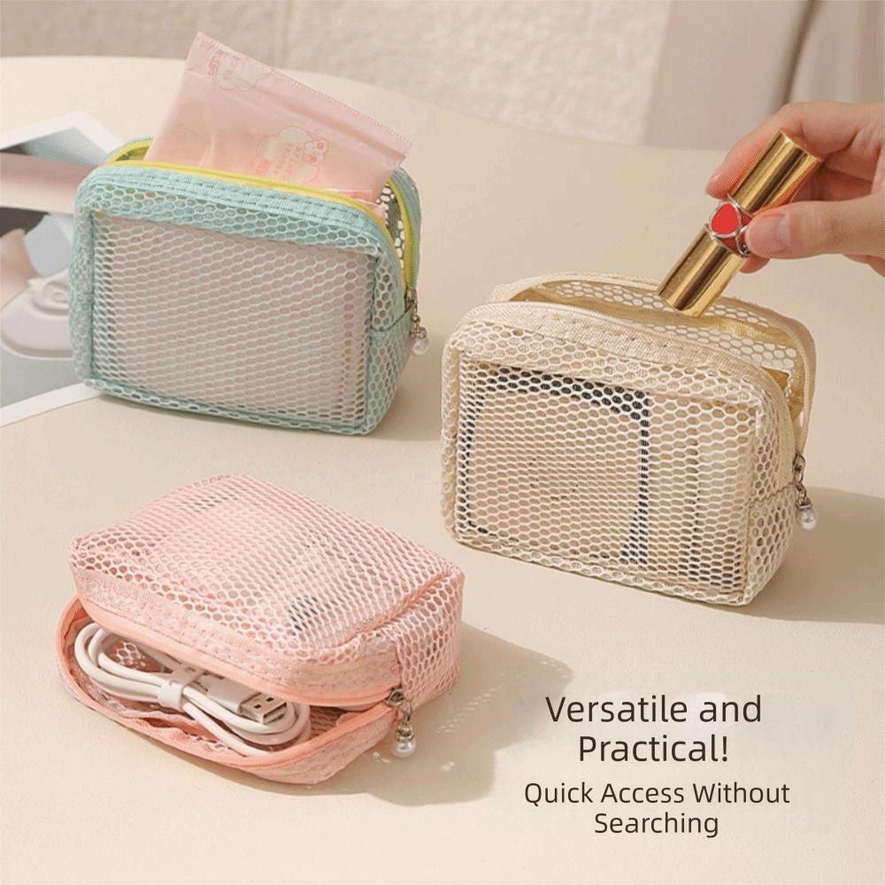 Portable Mesh Makeup Bag Gauze Toiletry Bag Portable Travel Storage Bag Business