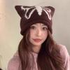 Autumn And Winter  Cute Cat Ear Knitted Wool Hat Women'S Warm Ear Protection