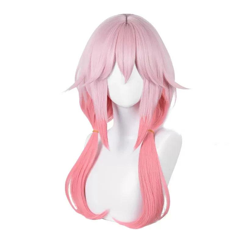Yuzuriha Inori Cosplay Wig Anime Long Pink Gradient Women Wig Heat Resistant Synthetic Hair Halloween Party Wigs + Wig Cap