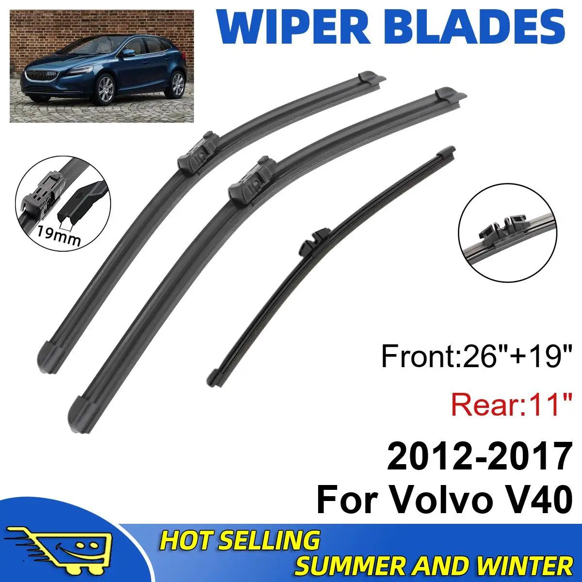 

3PCS For Volvo V40 2012-2017 26 + 19 + 11 Front Rear Wiper Blades Windshield Windscreen Window Cutter Accessories чёрный