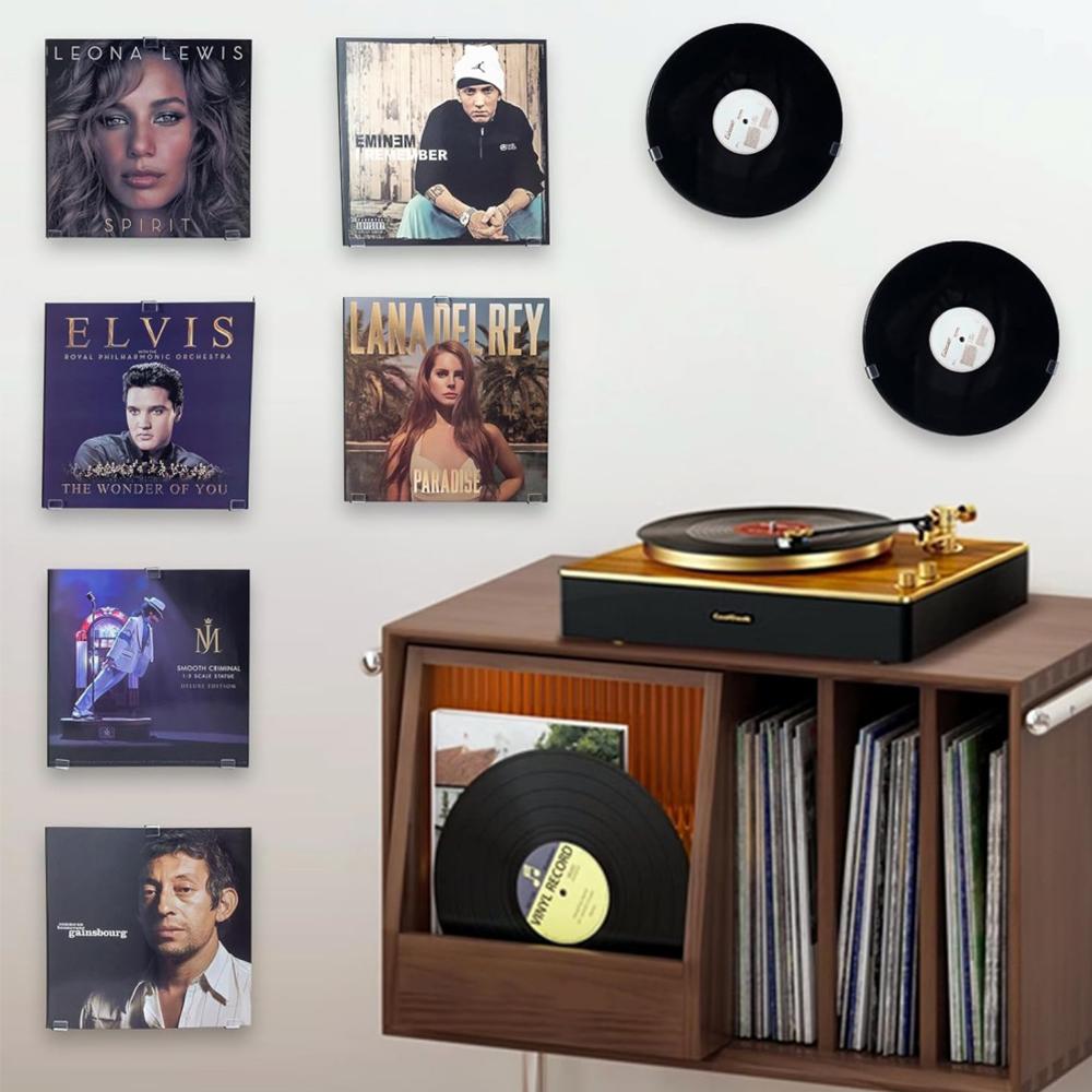 6Pcs Acrylic Record Display Shelf With Adhesive Tape No Screw For Home Decor
