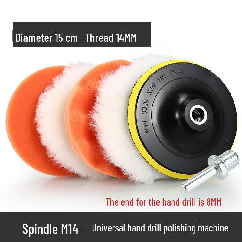 Free Shipping Car Beauty Kit: Self-Adhesive Wool & Sponge Polishing Wheels for Hand Drill