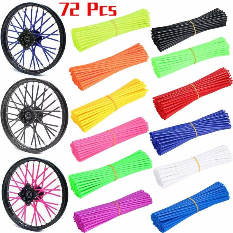 Universal Motocross Spoke Wraps 72PCS Multicolor Scratch-proof Dirt Bike Wheel Rim Spoke Covers for Riding Decoration
