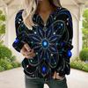 Women Plus Size V Neck Half Zip Multicolor Printed Long Sleeve Sweatshirt