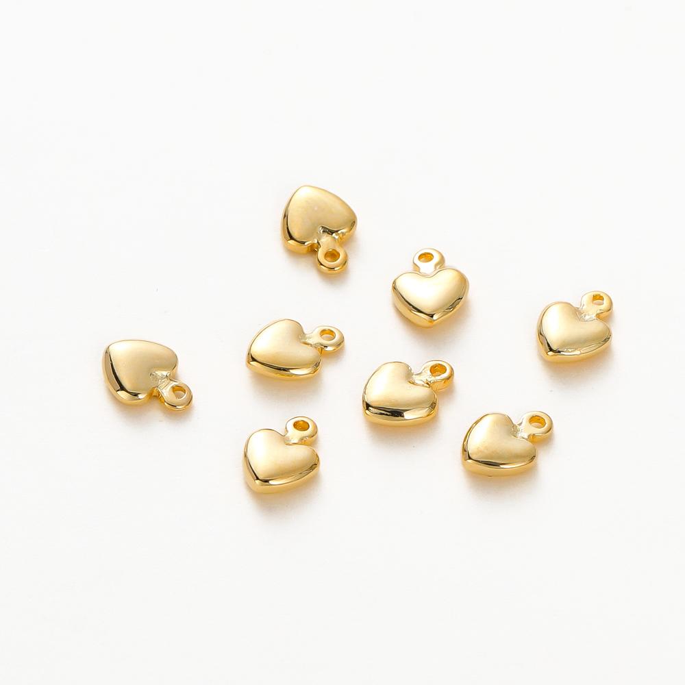 20PCS 14K 18K Gold Color Plated Brass Mini Heart Pendants For Jewelry Making Handmade DIY Earring Charms Findings Components