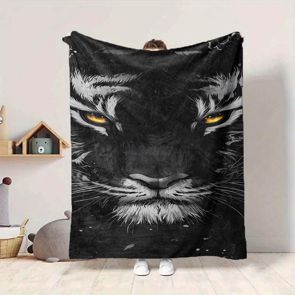 1pc Tiger Face Blanket, Lightweight Flannel Fleece with Digital Printing, Soft Warm for Sofa, Travel, Camping, Office, Couch, Chair, and Bed, All-Seas