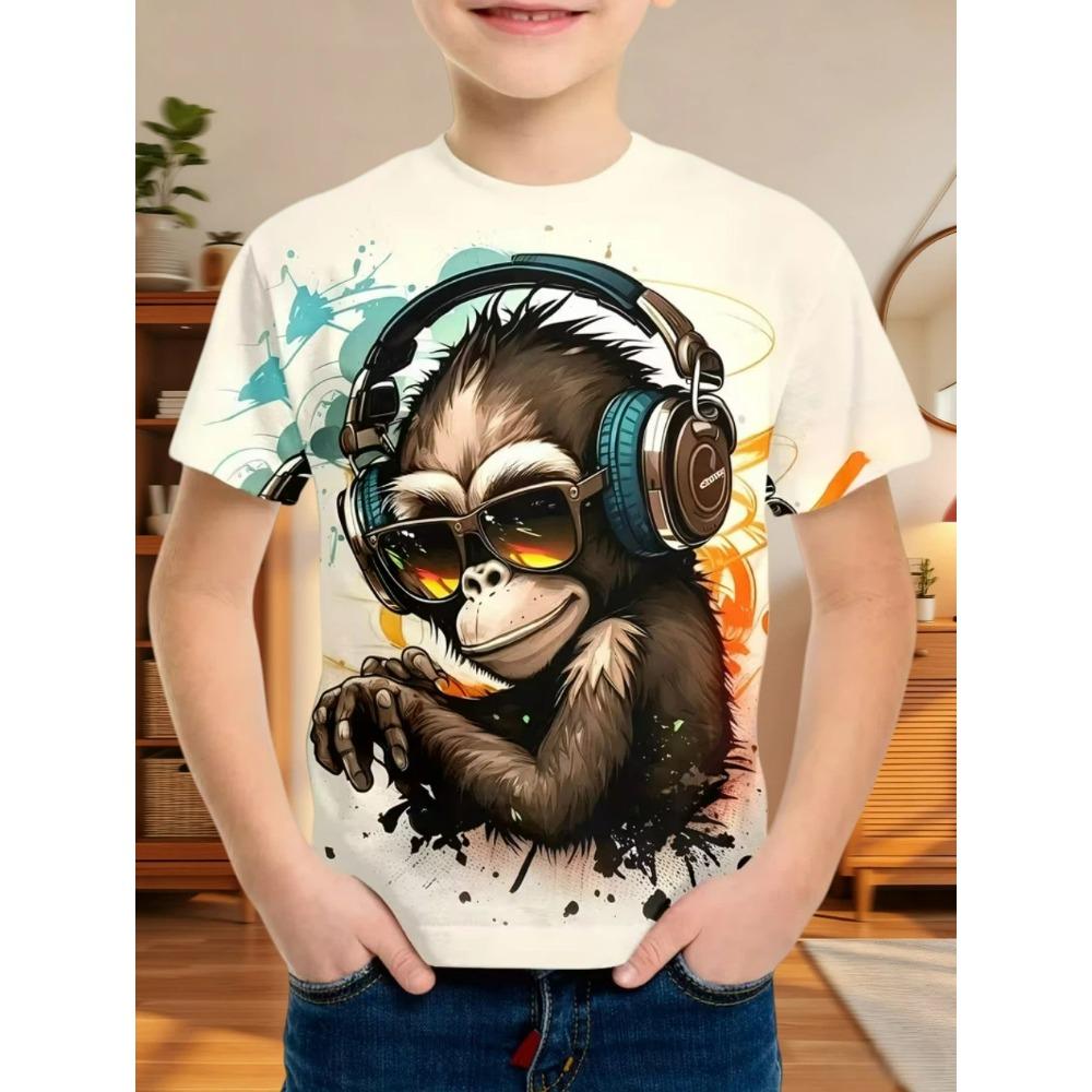 Kids Clothing Clothes for Boy Short Sleeve Tees Top Kids Clothes Animal 3D Print Fashion O-Neck Summer Girl Clothes