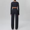 European Sportswear Yoga Set: Long Sleeve Top with Chest Pads and Breathable Straight-Leg Pants for Women