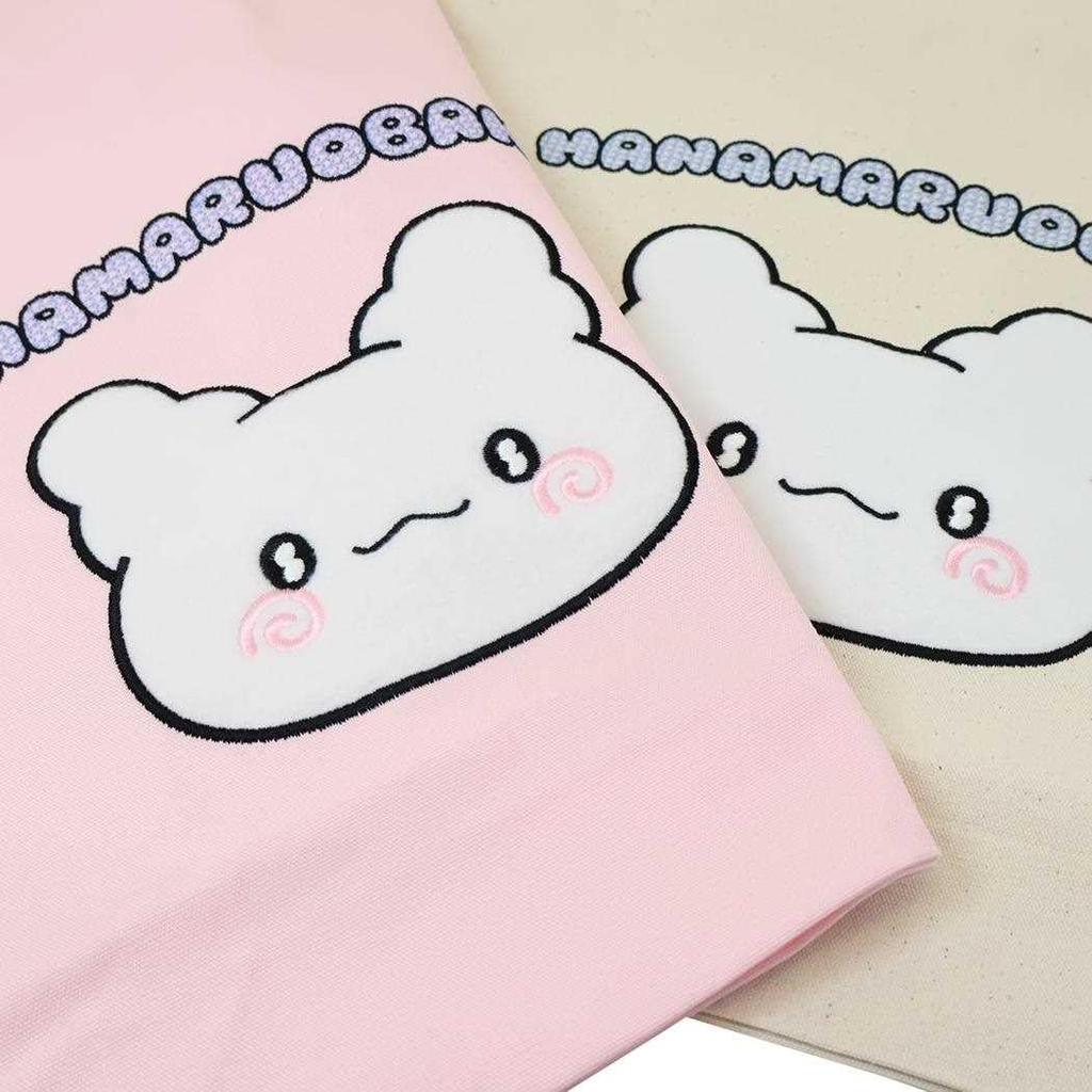 Hanamaru Ghost Applique Tote Bag, Pastel Pop, Natural