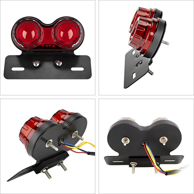 Motorcycle LED Tail Light Turn Signal Lights License Plate Bracket Brake Lamp For Honda Yahama Harley Universal 12V Rear Light