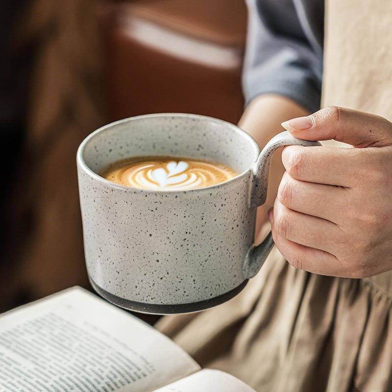 Cup Creative Big Ears Mug Household Ceramic Cup Japanese Style Coffee Cup Breakfast Cup Sesame Glaze Cup Water Cup