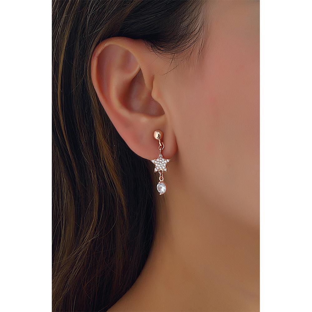 

Стильные серьги из стерлингового серебра 925 пробы со звездой и цирконом из розового золота 925 пробы