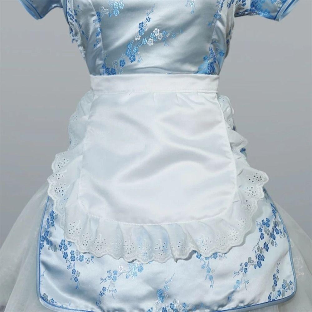 1Pcs Waitress Maid Style Waist Apron Cosplay Costume Half Apron  for Coffee Shop Restaurant