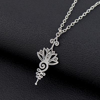 Europe, America, Necklace Lotus Pendant Flower Stainless Steel Pendant, Versatile Accessories