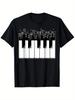 A T-Shirt for Music Lovers Featuring a Skyline of Piano Keys, Designed for Men with a Casual And Sty