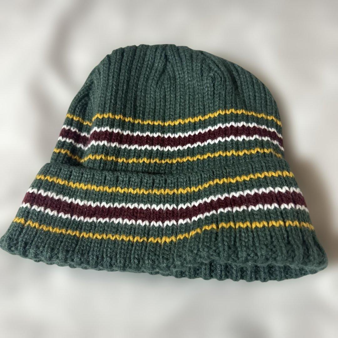 Used Columbia striped knit hat green