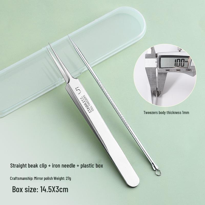 Stainless Steel Blackhead Remover Tool Set: Clips and Needles for Acne and Pimple Care