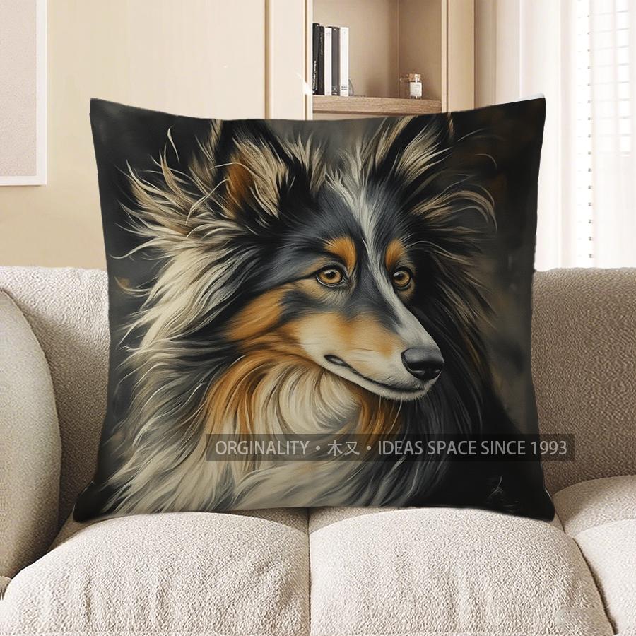 Kissenbezug mit niedlichem Collie-Muster für Zuhause – geeignet für Sofa, Schlafzimmer oder Auto