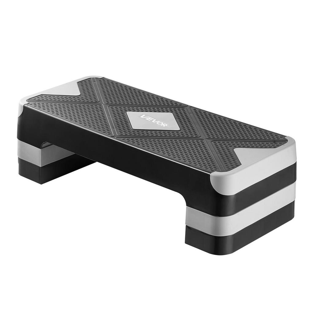 Aerobic Exercise Step Platform Adjustable Workout Stepper 4 Riser Gray