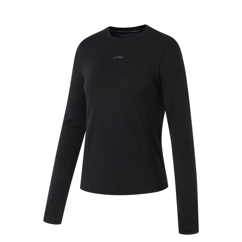Li-Ning Comfortable Slim Fit Long Sleeve Running T-Shirt Women Tops Black ATLU048-1