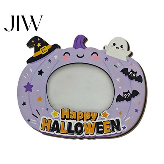 Customizable Picture Holder Halloween Wooden Photo Frame, Pumpkin Ghost Cat Cutout Holiday Portrait Frame Holder, Double-sided Tabletop Decor for Home