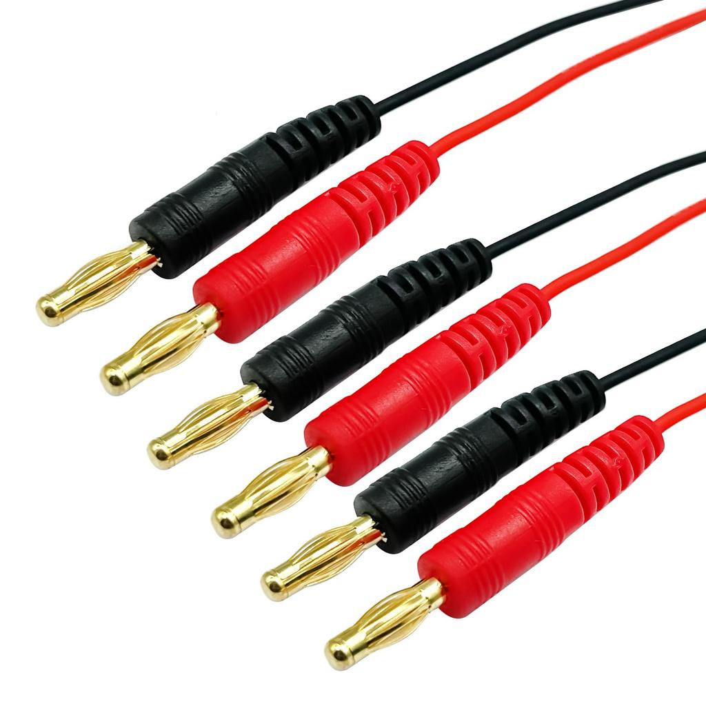 Futaba Style Receiver Plug to 4mm Banana Connector Charging Lead Adapter 20awg 30cm 11.8" Silicone Cable (3-Pack)