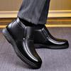 Bavlněné boty pánské zima 2024 nové kožené vlněné hromádkované zateplené integrovaná měkká podrážka protiskluzové ležérní tatínkovské boty