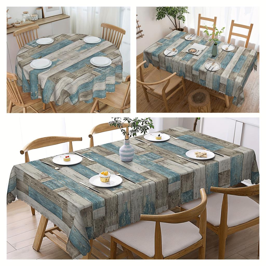 Vintage Wood Grain Rectangle Waterproof Tablecloth Table Decor Reusable Farmhouse Kitchen Dining Tablecloth Party Decorations