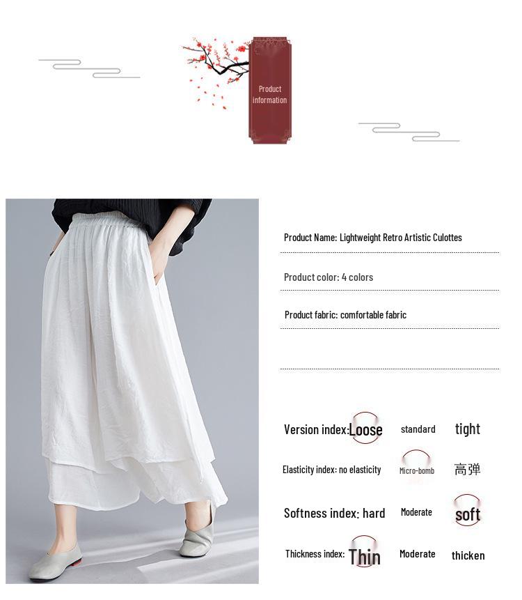 2025 Summer Women's Artistic Cotton Linen Wide-Leg Silk Cropped Pants