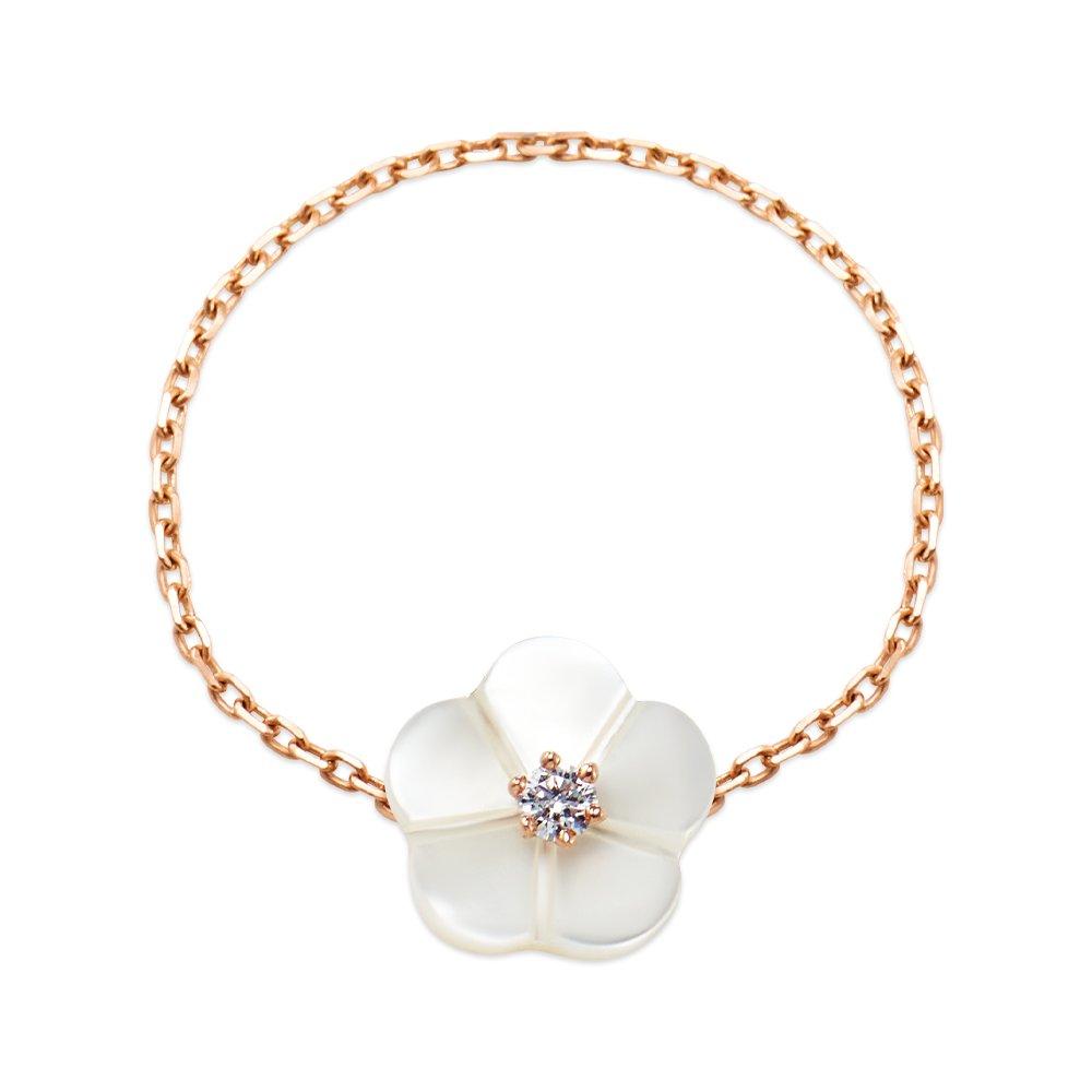 [Bnbgold] 14K/18K Blume Cubic Anemone Mother-of-Pearl Chain Ring Mnr41032